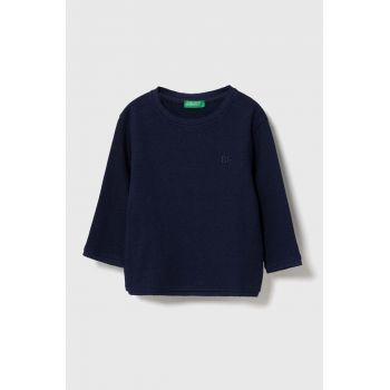 United Colors of Benetton pulover de bumbac pentru copii culoarea albastru marin, light