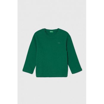 United Colors of Benetton pulover de bumbac pentru copii culoarea verde, light