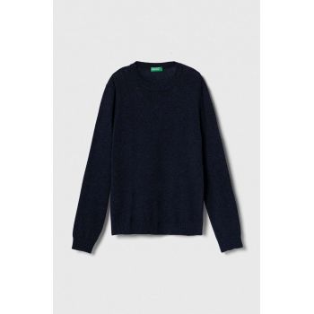 United Colors of Benetton pulover pentru copii din amestec de lana culoarea albastru marin, light ieftin