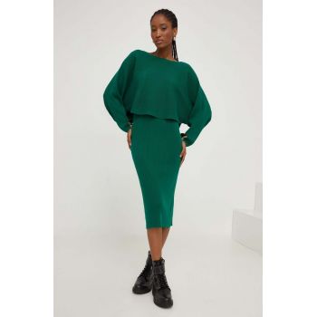 Answear Lab rochie si pulover culoarea verde