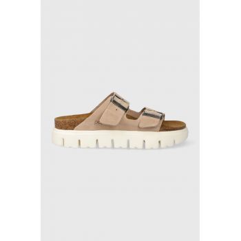 Birkenstock papuci din piele BIRKENSTOCK X PAPILLIO Arizona Chunky femei, culoarea bej, 1024950