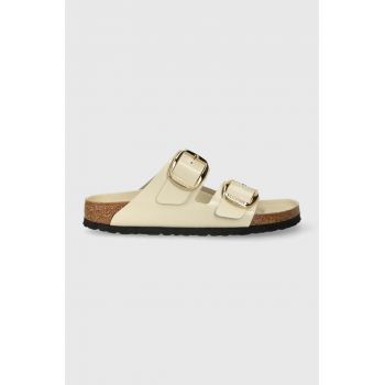 Birkenstock slapi de piele Arizona femei, culoarea bej, 1026128