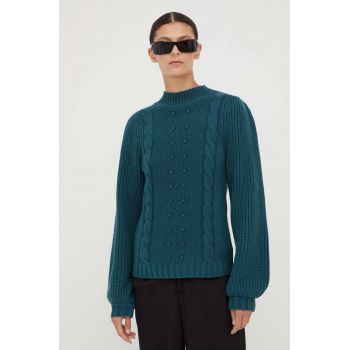Bruuns Bazaar pulover femei, culoarea verde, călduros, cu turtleneck ieftin