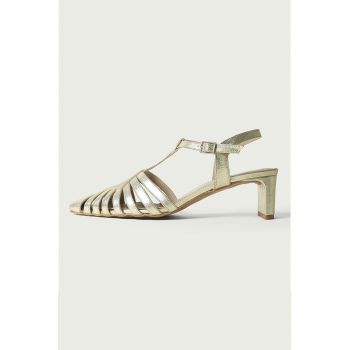 Pantofi din piele cu aspect metalizat