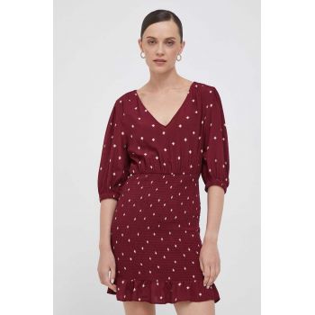 Pepe Jeans rochie culoarea bordo, mini, drept