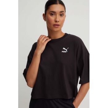 Puma tricou din bumbac culoarea negru