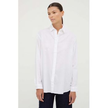 Samsoe Samsoe cămașă din bumbac femei, culoarea alb, cu guler clasic, relaxed ieftina
