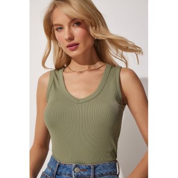 Top crop cu decolteu in V