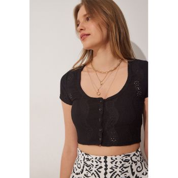 Bluza crop cu nasturi