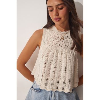 Bluza cu maneci tricotate si perforatii