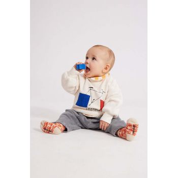 Bobo Choses hanorac de bumbac pentru bebelusi culoarea alb, cu imprimeu