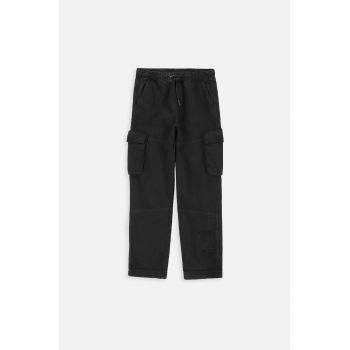 Coccodrillo pantaloni de bumbac pentru copii culoarea negru, neted