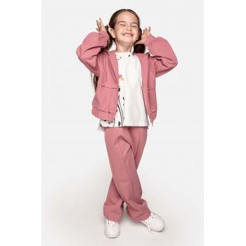 Coccodrillo pantaloni de trening din bumbac pentru copii culoarea roz, neted de firma originali