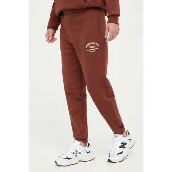 Fila pantaloni de trening culoarea maro, neted