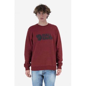 Fjallraven hanorac de bumbac Logo Sweater bărbați, culoarea roșu, cu imprimeu F84142 de firma original