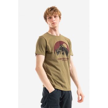 Fjallraven tricou din bumbac culoarea verde, cu imprimeu F87053.620-620