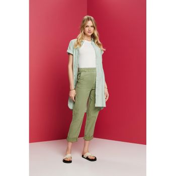 Pantaloni chino crop din bumbac si lyocell