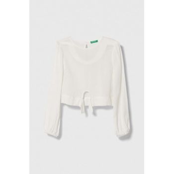 United Colors of Benetton bluza copii culoarea alb, modelator la reducere