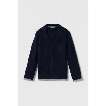 United Colors of Benetton cardigan copii culoarea albastru marin, light