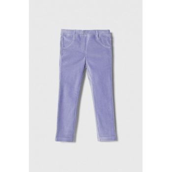 United Colors of Benetton pantaloni copii culoarea violet, neted de firma originali