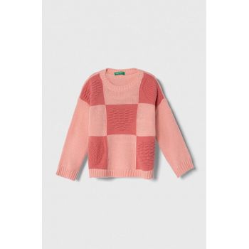 United Colors of Benetton pulover pentru copii din amestec de lana culoarea roz, light ieftin
