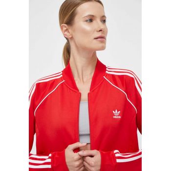 adidas Originals bluză femei, culoarea roșu, cu imprimeu