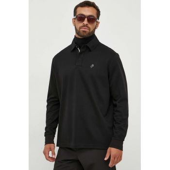 BOSS longsleeve barbati, culoarea negru, neted