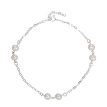 Bratara de glezna din argint Double Pearls