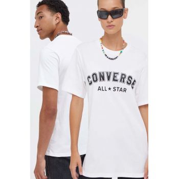 Converse tricou din bumbac culoarea alb, cu imprimeu de firma original