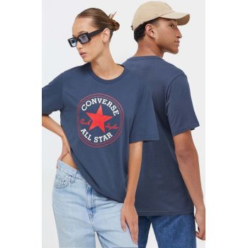 Converse tricou din bumbac culoarea albastru marin, cu imprimeu de firma original