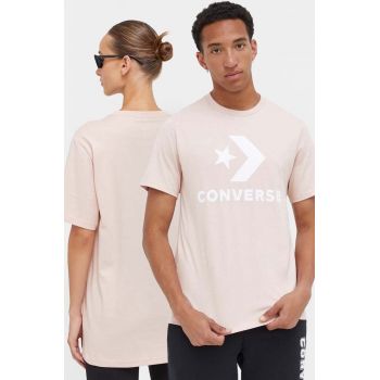 Converse tricou din bumbac culoarea roz, cu imprimeu ieftin