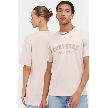 Converse tricou din bumbac culoarea roz, cu imprimeu de firma original