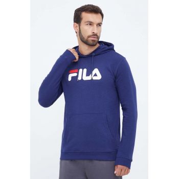 Fila bluza barbati, culoarea albastru marin, cu glugă, cu imprimeu de firma original