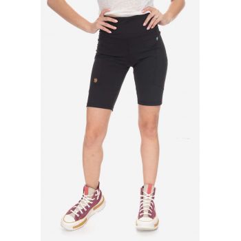 Fjallraven pantaloni scurți Fjallraven Abisko Short Tights F87138 550 femei, culoarea negru, neted, high waist F87138.550-550