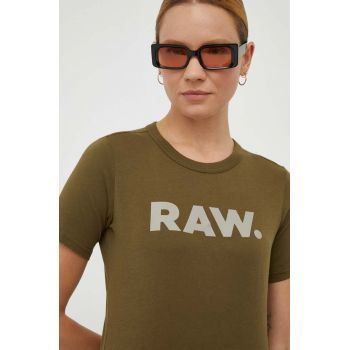 G-Star Raw tricou din bumbac culoarea verde