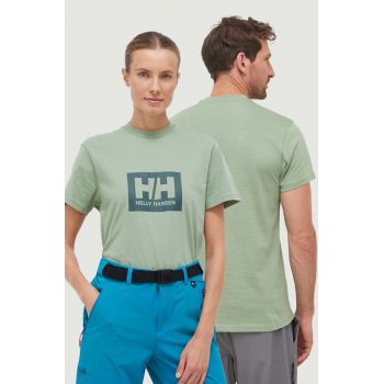 Helly Hansen tricou din bumbac culoarea verde, cu imprimeu 53285-096 ieftin