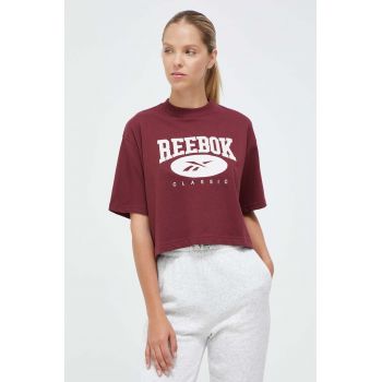 Reebok Classic tricou din bumbac culoarea bordo ieftin