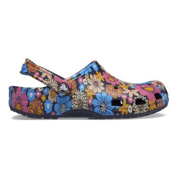 Saboti Crocs Classic Retro Floral Clog Albastru - Navy/Multi de firma originali