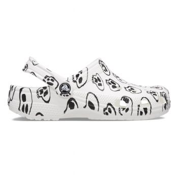 Saboti Crocs Classic Skull Print Clog Alb - White/Black de firma originali