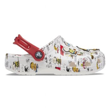 Saboti Crocs Peanuts Classic Clog Kids Alb - White/Multi