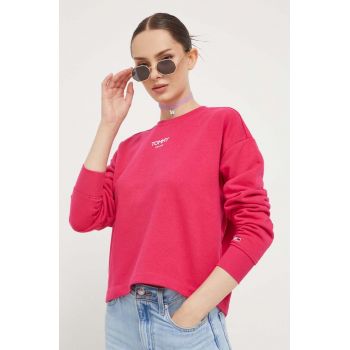Tommy Jeans bluza femei, culoarea roz, cu imprimeu