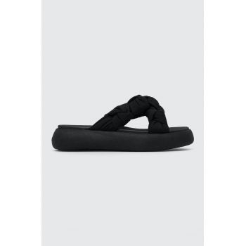 Toms papuci Alpargata Mallow Crossover femei, culoarea negru, cu platforma, 10019725 ieftini