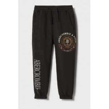 Abercrombie & Fitch pantaloni de trening pentru copii culoarea gri, cu imprimeu