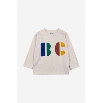 Bobo Choses longsleeve din bumbac pentru bebeluși culoarea bej, cu imprimeu