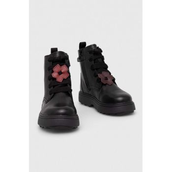 Camper ghete din piele pentru copii TWS Kids culoarea negru