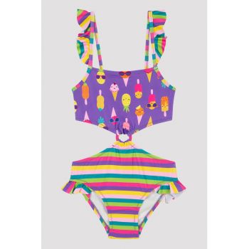 Costum de baie intreg cu model si volane