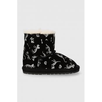 Emu Australia pantofi din piele intoarsa pentru bebe Toddle Reflective Dino culoarea negru