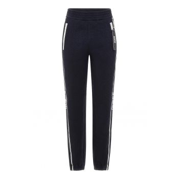 Pantaloni cu talie inalta si model monograma in relief pentru fitness