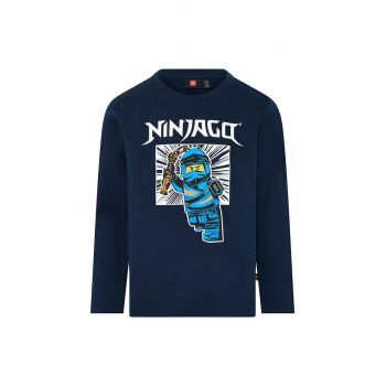 Lego longsleeve din bumbac pentru copii culoarea albastru marin, cu imprimeu ieftin