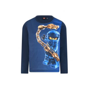 Lego longsleeve din bumbac pentru copii culoarea albastru marin, cu imprimeu